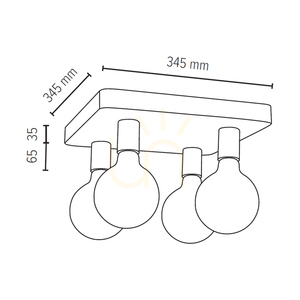 Fortan taklampa, 4xE27, Max. 60 W, betonggrå/svart metall, 34,5 cm small 2