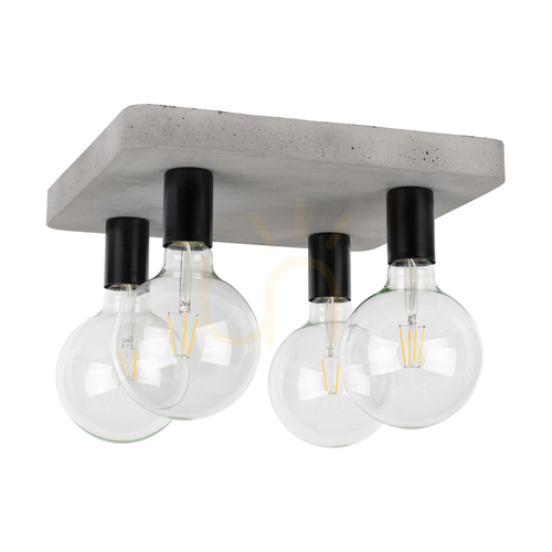 Kontrollera Fortan taklampa, 4xE27, Max. 60 W, betonggrå/svart metall, 34,5 cm