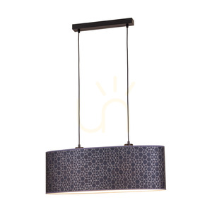 Galance taklampa, 2xE27, Max. 40 W, svart metall/svart flätad sladd/lampskärm i svart och guld med tapetmönster, 70 cm small 3