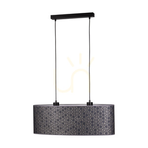 Galance taklampa, 2xE27, Max. 40 W, svart metall/svart flätad sladd/lampskärm i svart och guld med tapetmönster, 70 cm small 0