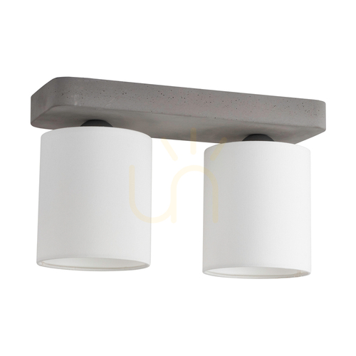 Kontrollera Mild taklampa, 2xE27, Max. 25 W, betonggrå/svart metall/vit, 35 cm lampskärm
