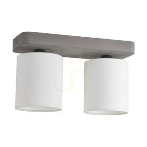 Mild taklampa, 2xE27, Max. 25 W, betonggrå/svart metall/vit, 35 cm lampskärm small 0