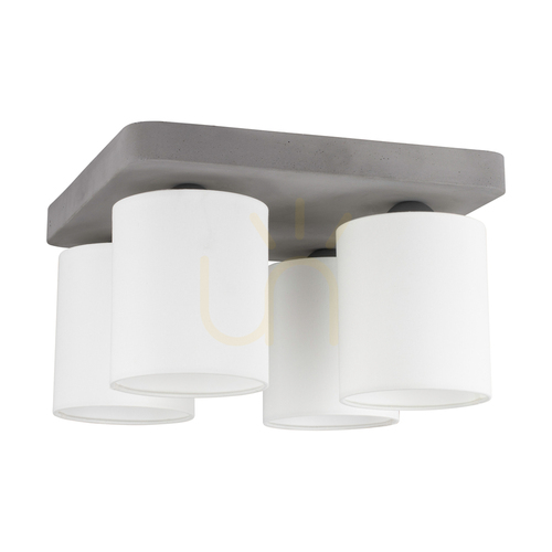 Kontrollera Mild taklampa, 4xE27, Max. 25 W, betonggrå/svart metall/vit, 34 cm lampskärm
