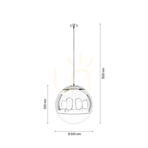 Gino taklampa, 1xE27, Max. 60 W, krommetall/förkromat glas, Ø 50 cm small 2