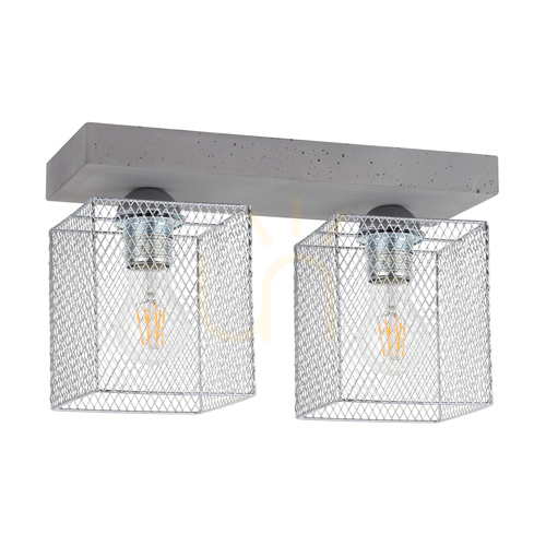 Kontrollera Gittan taklampa, 2xE27, Max. 60 W, betonggrå/förkromad metallskärm, 35 cm