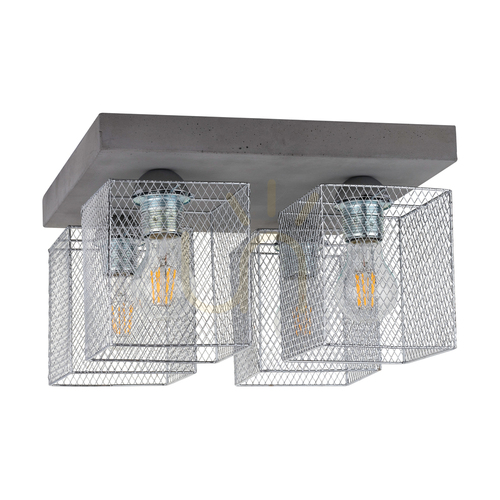 Kontrollera Gittan taklampa, 4xE27, Max. 60 W, betonggrå/förkromad metallskärm, 34 cm