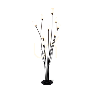 Gloriosa golvlampa, 9xG9, Max. 6 W LED, svart metall/svart PVC-kabel/vit glasskärm, Ø 60 cm small 1