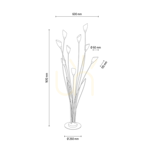 Gloriosa golvlampa, 9xG9, Max. 6 W LED, svart metall/svart PVC-kabel/vit glasskärm, Ø 60 cm small 3
