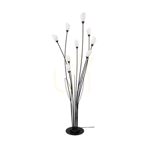 Gloriosa golvlampa, 9xG9, Max. 6 W LED, svart metall/svart PVC-kabel/vit glasskärm, Ø 60 cm small 0