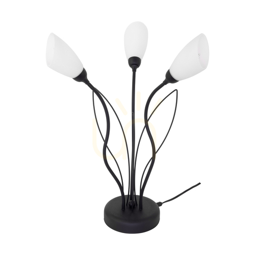 Kontrollera Gloriosa bordslampa, 3xG9, Max. 6 W LED, svart metall/svart PVC-kabel/vit glasskärm, Ø 40 cm