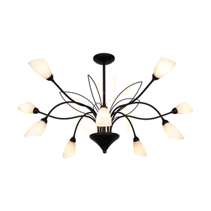 Gloriosa taklampa, 10xG9, Max. 6 W LED, svart metall/vit glasskärm, Ø 92 cm small 1