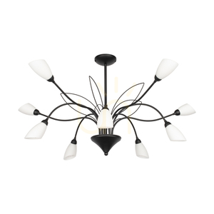 Gloriosa taklampa, 10xG9, Max. 6 W LED, svart metall/vit glasskärm, Ø 92 cm small 0