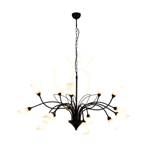 Gloriosa taklampa, 15xG9, Max. 6 W LED, svart metall/svart PVC-kabel/vit glasskärm, Ø 108 cm small 1