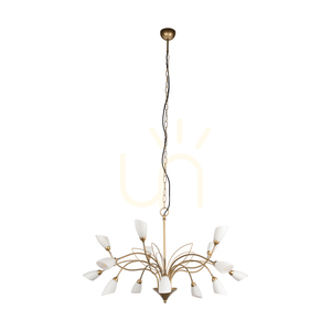 Gloriosa taklampa, 15xG9, Max. 6 W LED, guldmetall/svart PVC-kabel/vit glasskärm, Ø 108 cm small 0