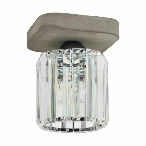 Kontrollera Glory taklampa, 1xE27, Max. 60 W, betonggrå/klar glasskärm, 13,5 cm