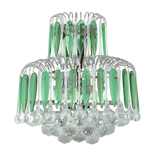 Kontrollera Grenada vägglampa, 2xE14, Max. 40 W, krommetall/transparentgrönt glas, 34 cm