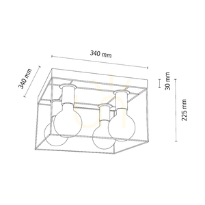 Gretter taklampa, 4xE27, Max. 60 W, oljad ek/svart metall, 34 cm small 4