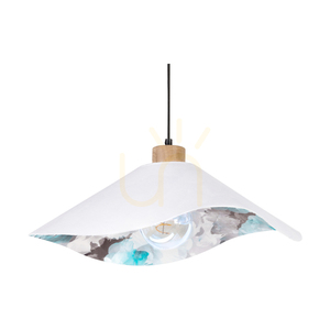 Hattu blommig taklampa 1xE27 max. 40 W oljad ek / svart flätad sladd / vit och mångfärgad lampskärm, Ø 50 cm small 2