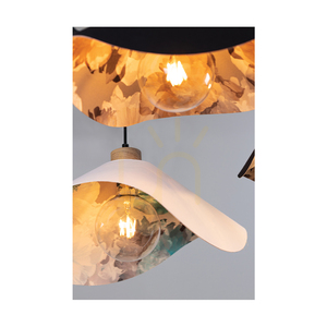 Hattu blommig taklampa 1xE27 max. 40 W oljad ek / svart flätad sladd / vit och mångfärgad lampskärm, Ø 50 cm small 3