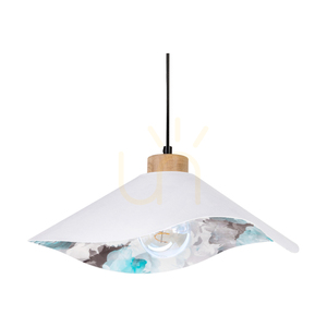 Hattu blommig taklampa 1xE27 max. 40 W oljad ek / svart flätad sladd / vit och mångfärgad lampskärm, Ø 40 cm small 2