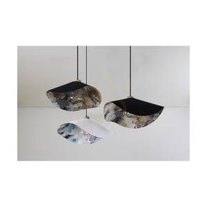 Hattu blommig taklampa 1xE27 max. 40 W oljad ek / svart flätad sladd / vit och mångfärgad lampskärm, Ø 40 cm small 4