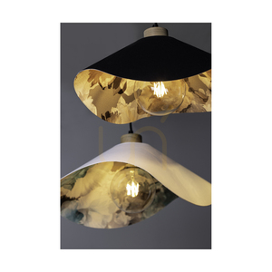 Hattu blommig taklampa, 1xE27, Max. 40 W, oljad ek / flätad svart sladd / svart och mångfärgad lampskärm, Ø 40 cm small 2