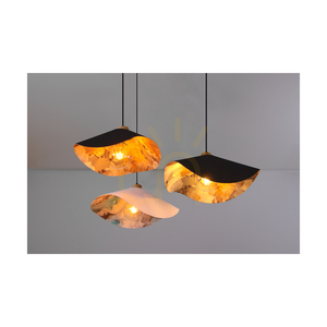 Hattu blommig taklampa, 1xE27, Max. 40 W, oljad ek / flätad svart sladd / svart och mångfärgad lampskärm, Ø 40 cm small 4