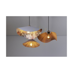 Hattu blommig taklampa 1xE27 max. 40 W oljad ek / svart flätad sladd / grå och mångfärgad lampskärm, Ø 40 cm small 2