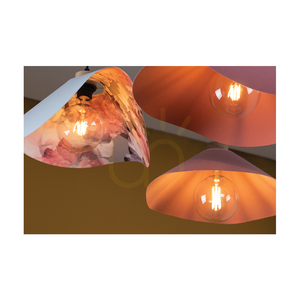 Hattu blommig taklampa 1xE27 max. 40 W oljad ek / svart flätad sladd / grå och mångfärgad lampskärm, Ø 40 cm small 4