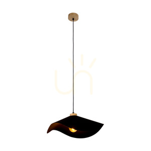 Hattu taklampa, 1xE27, Max. 40 W, oljad ek/svart flätad sladd/svart lampskärm, Ø 40 cm small 1