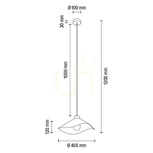 Hattu taklampa, 1xE27, Max. 40 W, oljad ek/svart flätad sladd/svart lampskärm, Ø 40 cm small 2