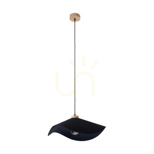 Kontrollera Hattu taklampa, 1xE27, Max. 40 W, oljad ek/svart flätad sladd/svart lampskärm, Ø 40 cm