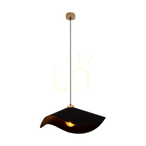 Hattu taklampa 1xE27 Max. 40 W oljad ek / svart flätad sladd / svart lampskärm Ø 50 cm small 1