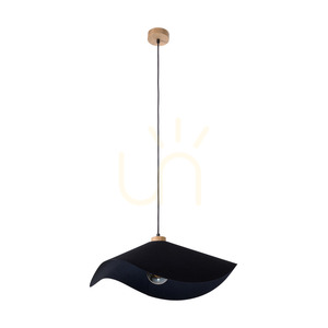 Hattu taklampa 1xE27 Max. 40 W oljad ek / svart flätad sladd / svart lampskärm Ø 50 cm small 0