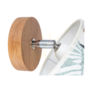 Hoja vägglampa 1xE27 Max. 25 W, oljad ek/krommetall/mångfärgad tapetlampskärm, 25 cm small 2