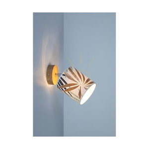 Hoja vägglampa 1xE27 Max. 25 W, oljad ek/krommetall/mångfärgad tapetlampskärm, 25 cm small 3