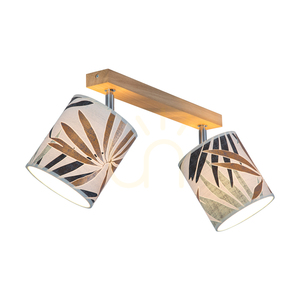 Taklampa Hoja, 2xE27, Max. 25 W, oljad ek/krommetall/flerfärgad lampskärm av tapet, 52 cm small 1