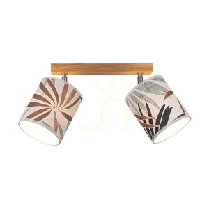 Taklampa Hoja, 2xE27, Max. 25 W, oljad ek/krommetall/flerfärgad lampskärm av tapet, 52 cm small 3