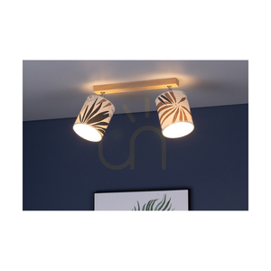 Taklampa Hoja, 2xE27, Max. 25 W, oljad ek/krommetall/flerfärgad lampskärm av tapet, 52 cm small 5