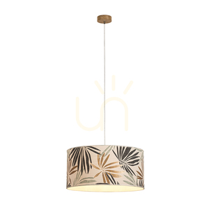 Hoja taklampa, 1xE27, Max. 60 W, oljad ek / genomskinlig PVC-sladd / lampskärm i mångfärgad tapet, Ø 50 cm small 1