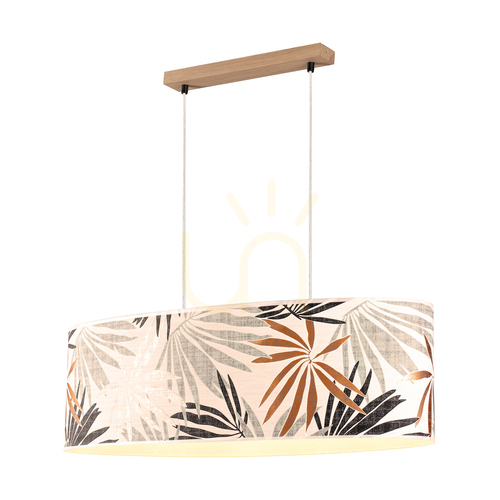 Kontrollera Hoja taklampa 2xE27 Max. 40 W, oljad ek/genomskinlig PVC-sladd/mångfärgad lampskärm av tapet, 80 cm