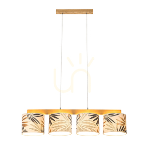 Hoja taklampa 4xE27 Max. 25 W, oljad ek/genomskinlig PVC-sladd/mångfärgad lampskärm av tapet, 86 cm small 1