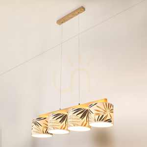 Hoja taklampa 4xE27 Max. 25 W, oljad ek/genomskinlig PVC-sladd/mångfärgad lampskärm av tapet, 86 cm small 2