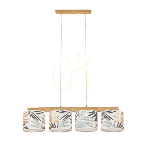 Kontrollera Hoja taklampa 4xE27 Max. 25 W, oljad ek/genomskinlig PVC-sladd/mångfärgad lampskärm av tapet, 86 cm
