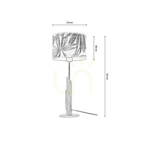 Hoja bordslampa, 1xE27, Max. 60 W, oljad ek/svart metall/svart flätad sladd/flerfärgad lampskärm i tapet, Ø 27 cm small 3