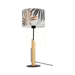 Hoja bordslampa, 1xE27, Max. 60 W, oljad ek/svart metall/svart flätad sladd/flerfärgad lampskärm i tapet, Ø 27 cm small 0