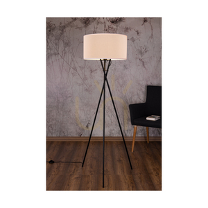 Hugo golvlampa, 1xE27, Max. 60 W, svart metall/svart PVC-sladd/vit lampskärm av cellulosa, 62 cm small 3