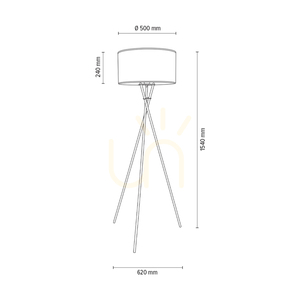 Hugo golvlampa, 1xE27, Max. 60 W, svart metall/svart PVC-sladd/vit lampskärm av cellulosa, 62 cm small 4