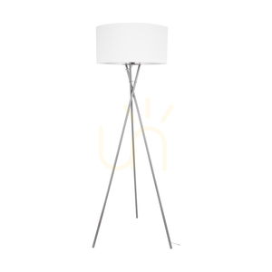 Hugo golvlampa, 1xE27, Max. 60 W, satinmetall/genomskinlig PVC-sladd/vit lampskärm, 62 cm small 0