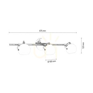 Ida taklampa, inkluderar 3 st. LED-lampor 2700 K 3 W, krommetall/vit glasskärm, 67,5 cm small 2
